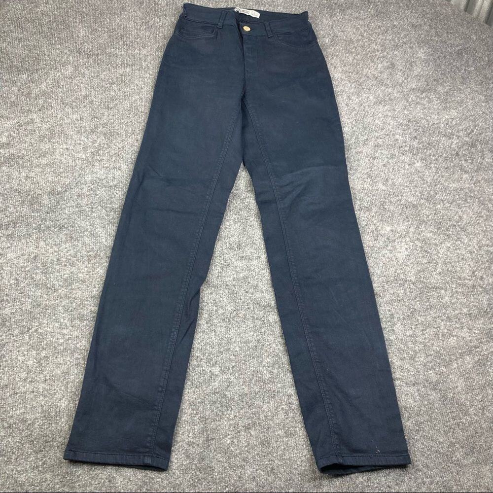 Zara Jeans Womens Size 2 Navy Blue Z1975 Skinny Mid Rise Stretch‎ Denim Pants